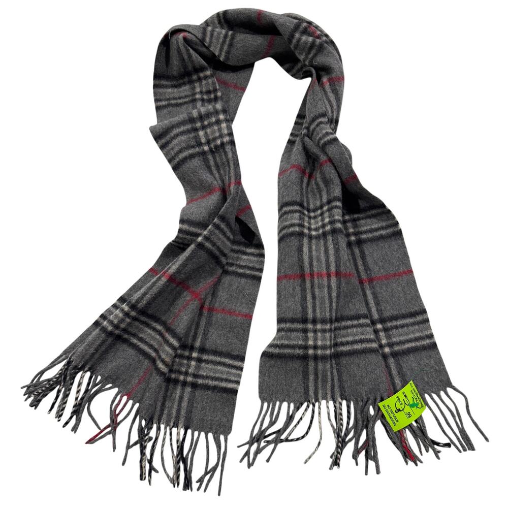 QINREN Cashmere Scarf Grey Plaid Tartan Check Fringe Warm Winter Neck Wrap